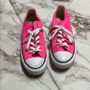 Converse Hot Pink Canvas Shoes with White Laces